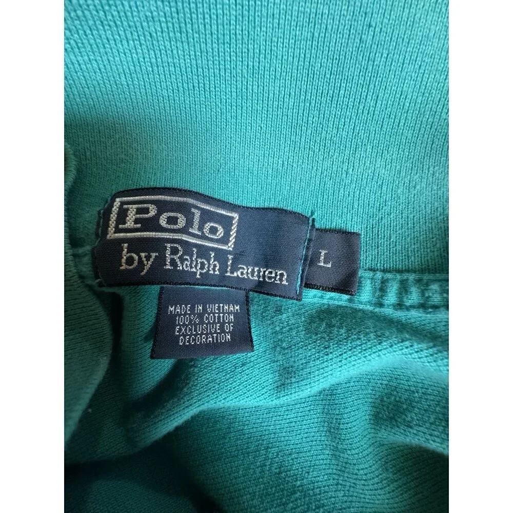 Polo Ralph Lauren Shirt Mens L Teal Green 100% Cotton Short Sleeve